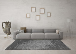 Machine Washable Abstract Gray Contemporary Rug in a Living Room,, wshcon1820gry