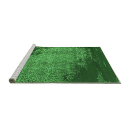 Sideview of Machine Washable Abstract Emerald Green Contemporary Area Rugs, wshcon1820emgrn