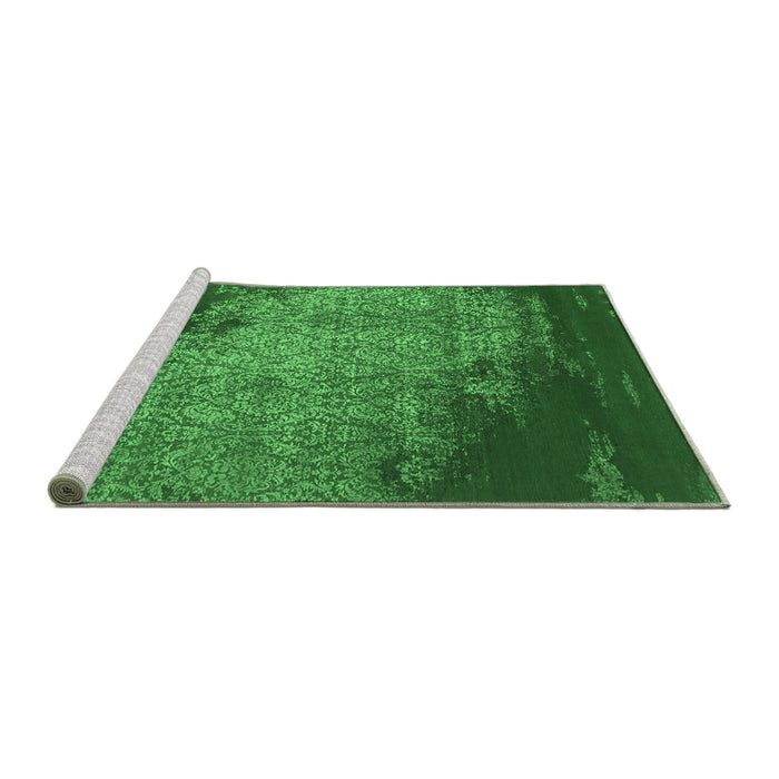 Sideview of Machine Washable Abstract Emerald Green Contemporary Area Rugs, wshcon1820emgrn