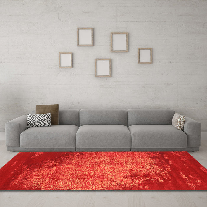 Machine Washable Abstract Orange Contemporary Area Rugs in a Living Room, wshcon1820org