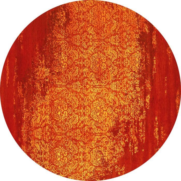 Round Machine Washable Abstract Yellow Contemporary Rug, wshcon1820yw