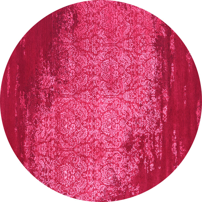 Round Abstract Pink Contemporary Rug, con1820pnk