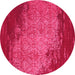 Round Abstract Pink Contemporary Rug, con1820pnk