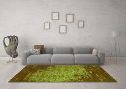 Machine Washable Abstract Green Contemporary Area Rugs in a Living Room,, wshcon1820grn