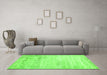 Machine Washable Abstract Green Contemporary Area Rugs in a Living Room,, wshcon1821grn