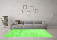 Machine Washable Abstract Green Contemporary Rug, wshcon1821grn