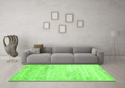 Machine Washable Abstract Green Contemporary Area Rugs in a Living Room,, wshcon1821grn