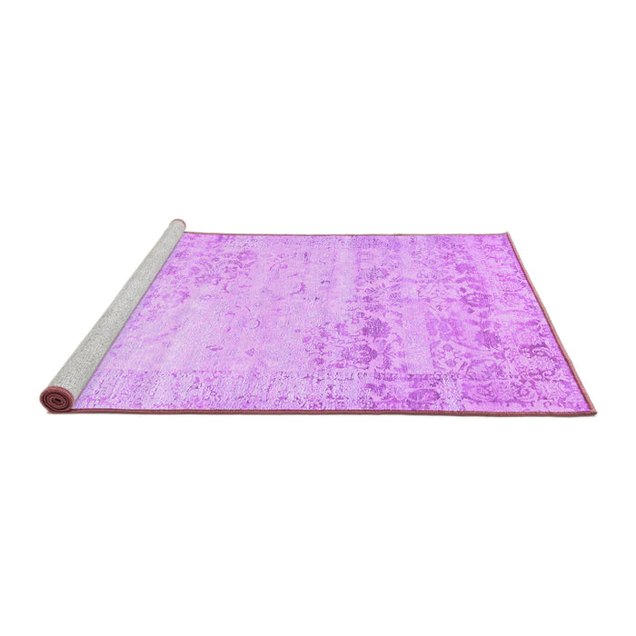 Sideview of Machine Washable Abstract Purple Contemporary Area Rugs, wshcon1821pur
