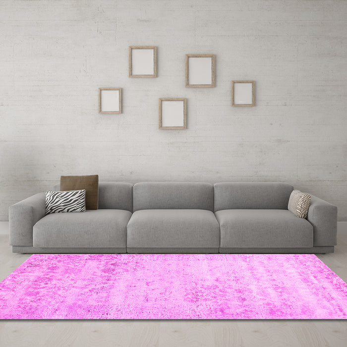 Machine Washable Abstract Pink Contemporary Rug in a Living Room, wshcon1821pnk