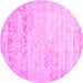 Round Machine Washable Abstract Pink Contemporary Rug, wshcon1821pnk