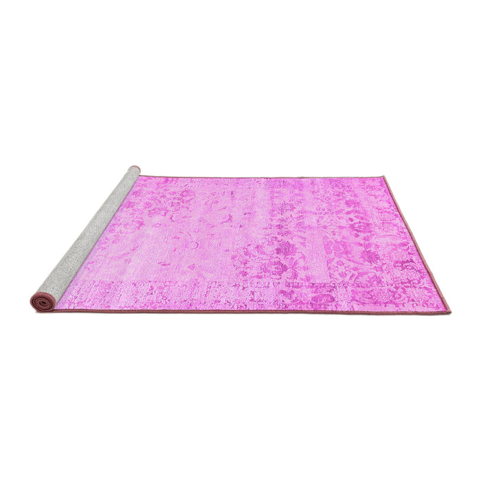 Sideview of Machine Washable Abstract Pink Contemporary Rug, wshcon1821pnk