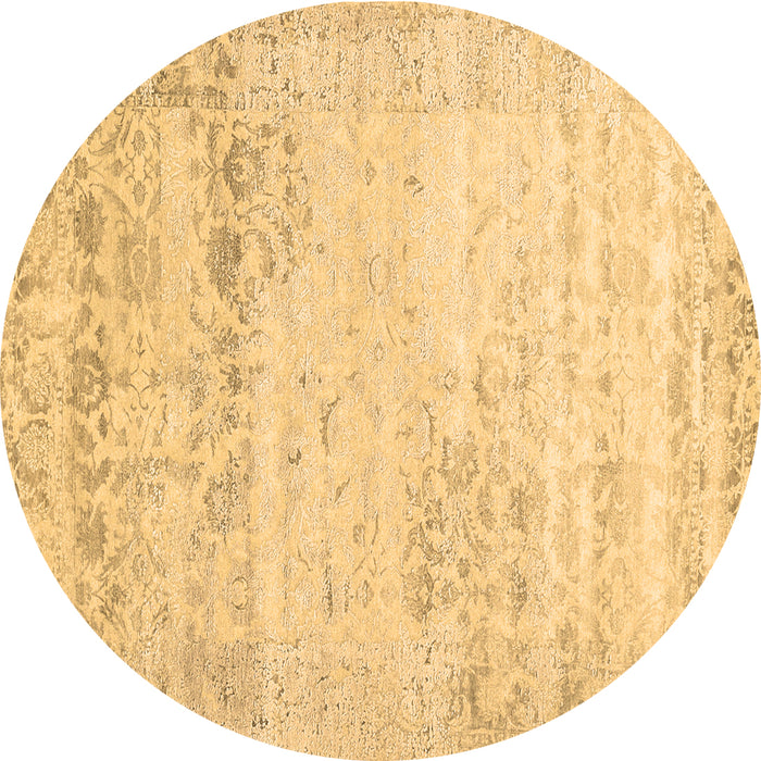 Round Abstract Brown Contemporary Rug, con1821brn