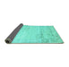 Sideview of Abstract Turquoise Contemporary Rug, con1821turq