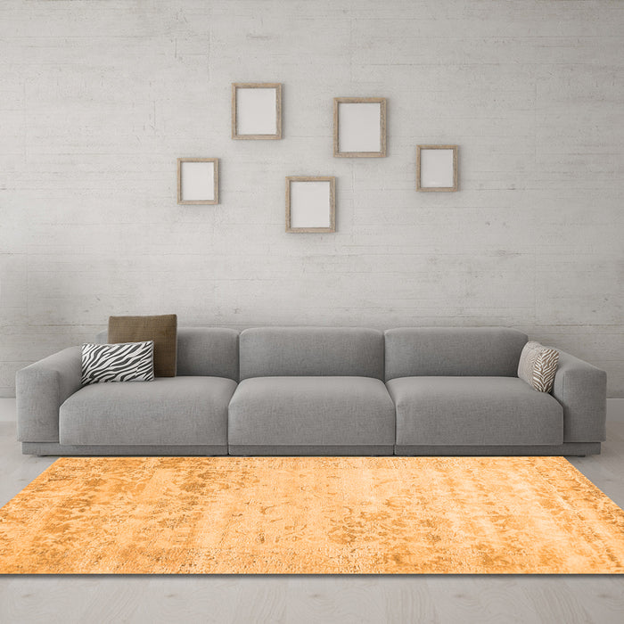 Machine Washable Abstract Orange Contemporary Area Rugs in a Living Room, wshcon1821org