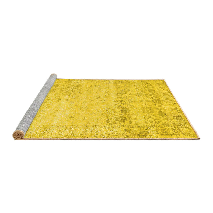 Sideview of Machine Washable Abstract Yellow Contemporary Rug, wshcon1821yw