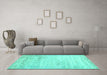 Machine Washable Abstract Turquoise Contemporary Area Rugs in a Living Room,, wshcon1821turq