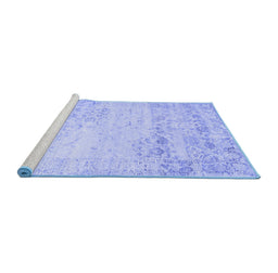 Sideview of Machine Washable Abstract Blue Contemporary Rug, wshcon1821blu