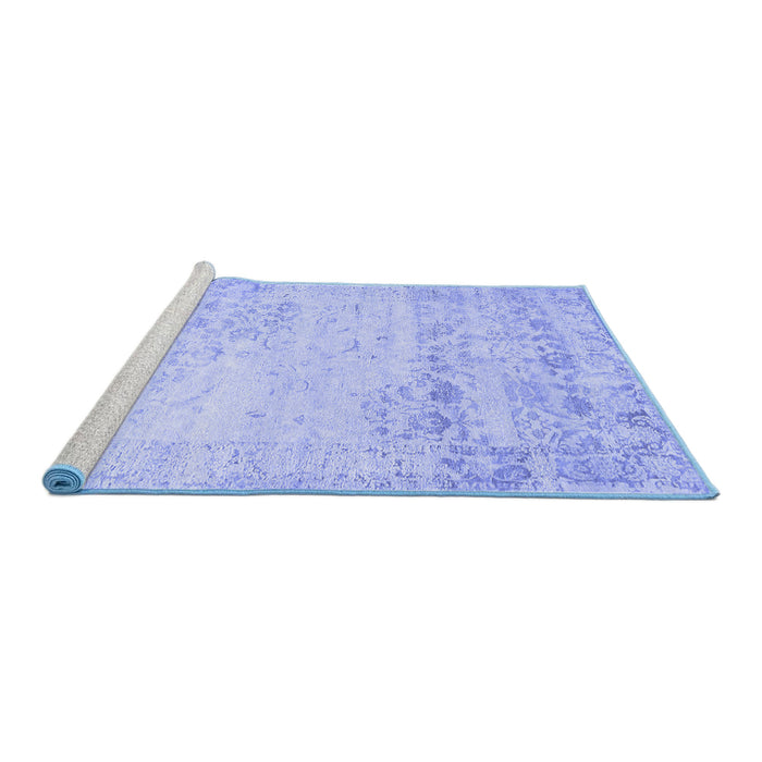 Sideview of Machine Washable Abstract Blue Contemporary Rug, wshcon1821blu
