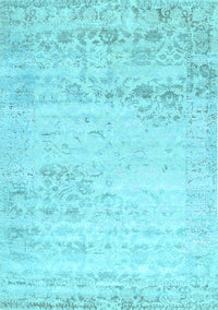 Abstract Light Blue Contemporary Rug, con1821lblu