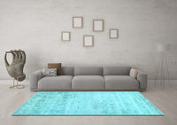 Machine Washable Abstract Light Blue Contemporary Rug, wshcon1821lblu