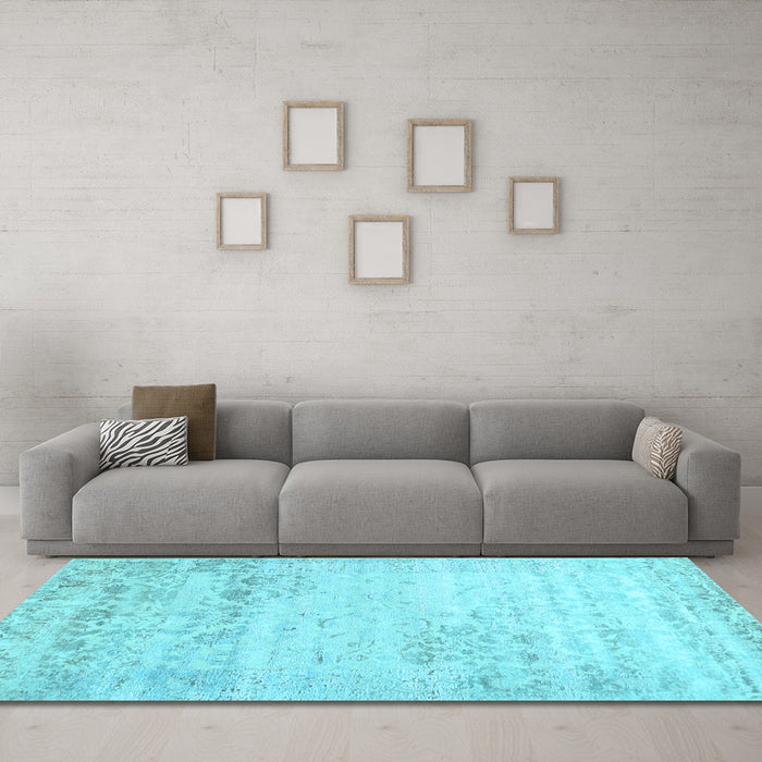 Machine Washable Abstract Light Blue Contemporary Rug in a Living Room, wshcon1821lblu