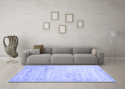 Machine Washable Abstract Blue Contemporary Rug in a Living Room, wshcon1821blu