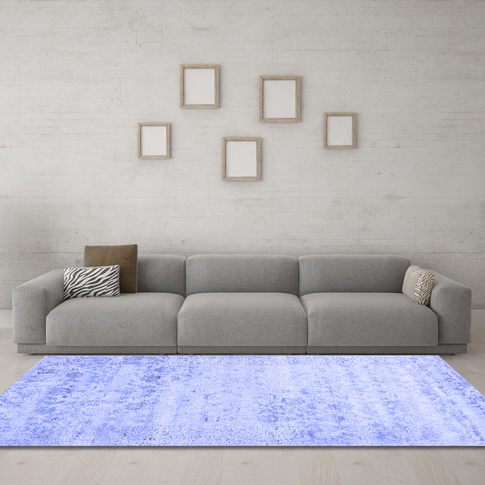 Machine Washable Abstract Blue Contemporary Rug in a Living Room, wshcon1821blu