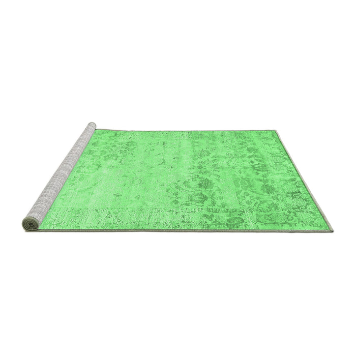 Sideview of Machine Washable Abstract Emerald Green Contemporary Area Rugs, wshcon1821emgrn