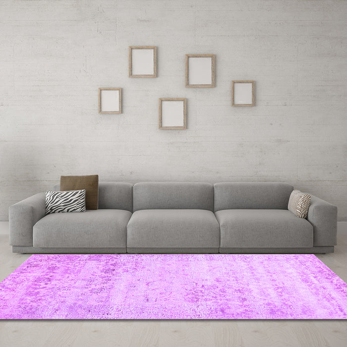 Machine Washable Abstract Purple Contemporary Area Rugs in a Living Room, wshcon1821pur