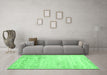 Machine Washable Abstract Emerald Green Contemporary Area Rugs in a Living Room,, wshcon1821emgrn