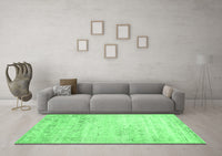 Machine Washable Abstract Emerald Green Contemporary Rug, wshcon1821emgrn