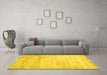 Machine Washable Abstract Yellow Contemporary Rug in a Living Room, wshcon1821yw