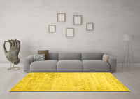 Machine Washable Abstract Yellow Contemporary Rug, wshcon1821yw