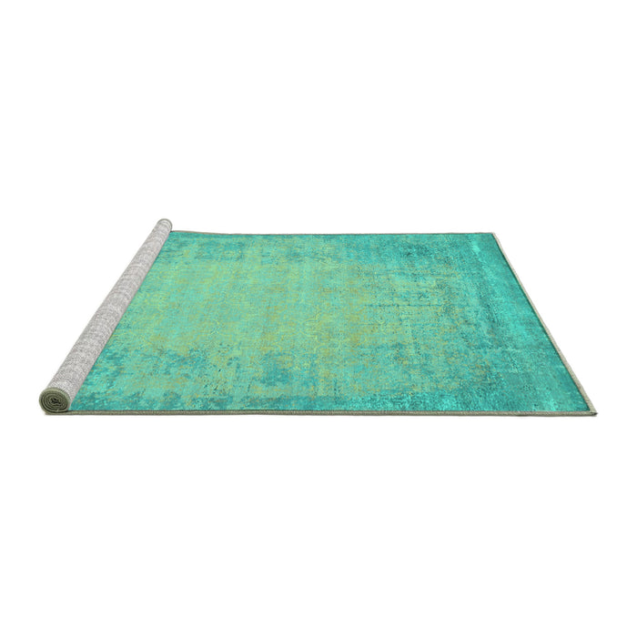 Sideview of Machine Washable Abstract Turquoise Contemporary Area Rugs, wshcon1822turq