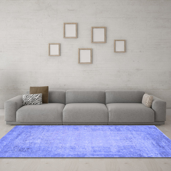 Machine Washable Abstract Blue Contemporary Rug in a Living Room, wshcon1822blu