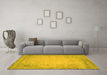 Machine Washable Abstract Yellow Contemporary Rug in a Living Room, wshcon1822yw