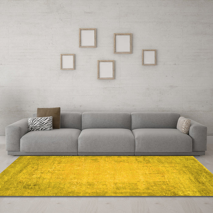 Machine Washable Abstract Yellow Contemporary Rug in a Living Room, wshcon1822yw