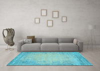 Machine Washable Abstract Light Blue Contemporary Rug, wshcon1822lblu