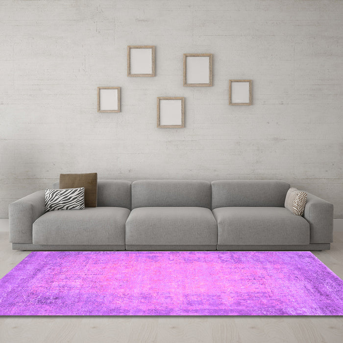 Machine Washable Abstract Purple Contemporary Area Rugs in a Living Room, wshcon1822pur