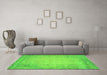 Machine Washable Abstract Green Contemporary Area Rugs in a Living Room,, wshcon1822grn