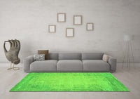 Machine Washable Abstract Green Contemporary Rug, wshcon1822grn