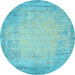 Round Abstract Light Blue Contemporary Rug, con1822lblu