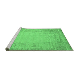 Sideview of Machine Washable Abstract Emerald Green Contemporary Area Rugs, wshcon1822emgrn