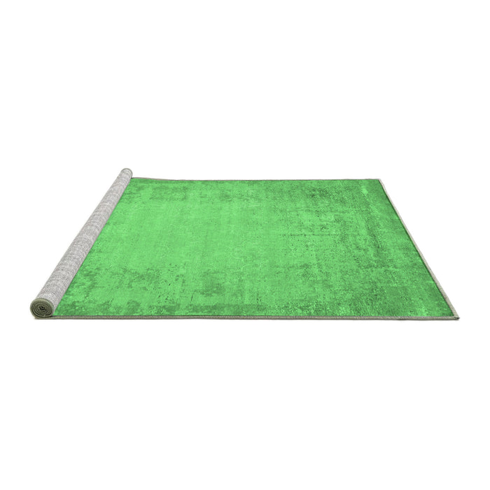 Sideview of Machine Washable Abstract Emerald Green Contemporary Area Rugs, wshcon1822emgrn