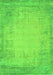 Serging Thickness of Machine Washable Abstract Green Contemporary Area Rugs, wshcon1822grn