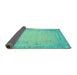 Sideview of Abstract Turquoise Contemporary Rug, con1822turq