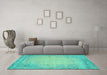 Machine Washable Abstract Turquoise Contemporary Area Rugs in a Living Room,, wshcon1822turq