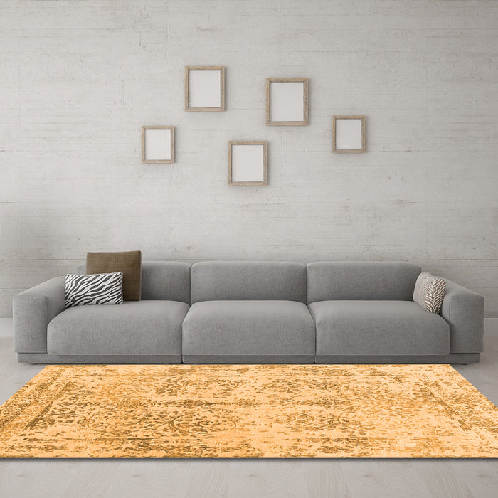 Machine Washable Abstract Orange Contemporary Area Rugs in a Living Room, wshcon1823org