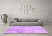 Machine Washable Abstract Purple Contemporary Area Rugs in a Living Room, wshcon1823pur