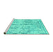 Sideview of Machine Washable Abstract Turquoise Contemporary Area Rugs, wshcon1823turq